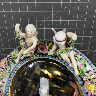 Antique Dresden Mirror with Angels 