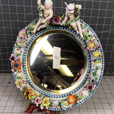 Antique Dresden Mirror with Angels 