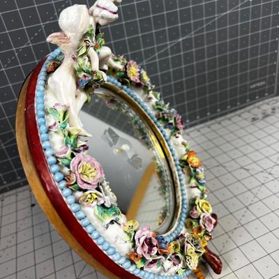 Antique Dresden Mirror with Angels 