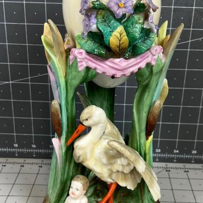 KPM Porcelain Stork Vase, ANTIQUE