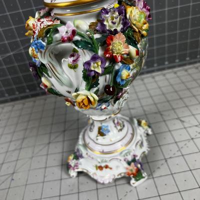 Antique Dresden Floral URN 