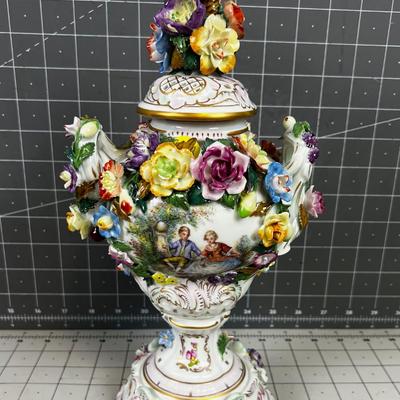 Antique Dresden Floral URN 