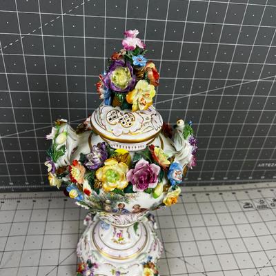 Antique Dresden Floral URN 