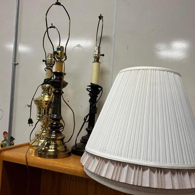 3 Brass Lamps with Shades