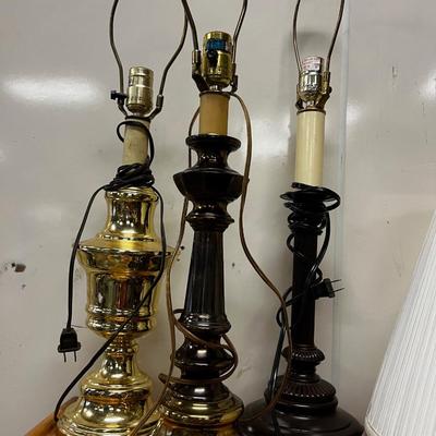 3 Brass Lamps with Shades