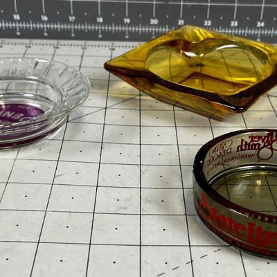 Glass Ashtrays (3) 