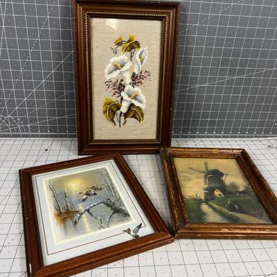 3 Vintage Framed Pictures