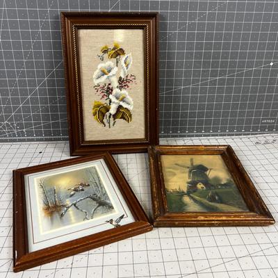 3 Vintage Framed Pictures