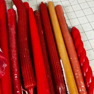 BOX of Mostly RED Candles, Some NEW 