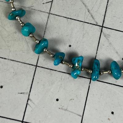 Turquoise and Liquid Silver 24" Long