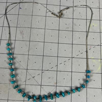 Turquoise and Liquid Silver 24" Long