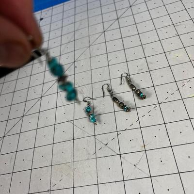 2 pair of Turquoise and Silver Dangle Earrings 