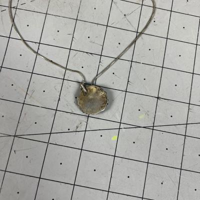 Sterling Flower Turquoise Pendant on Chain 16" Long 