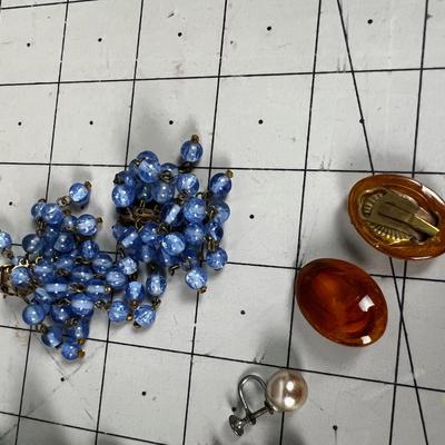 Vintage Clip on Earrings mostly Glass Beads