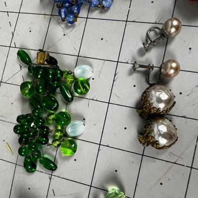 Vintage Clip on Earrings mostly Glass Beads