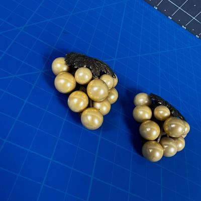 antique Shoe Buckles Pair Faux Pearly 