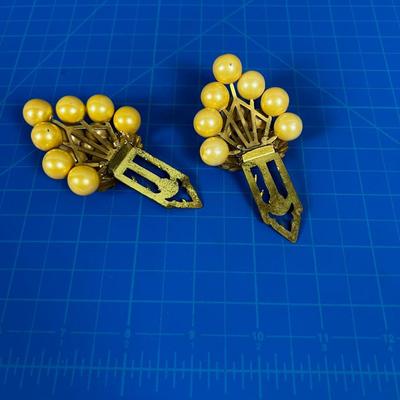 antique Shoe Buckles Pair Faux Pearly 
