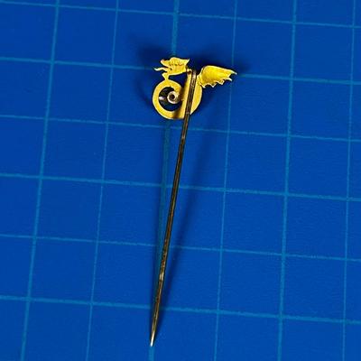 14K Gold Stick Pin or Lapel Pin with a Dragon 