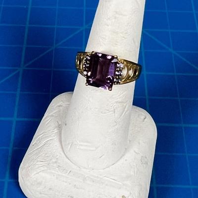 14K Gold Ring with a CUT Amethyst 