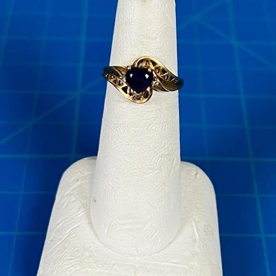 10 K Gold Ring with a Heart Shaped Amethyst