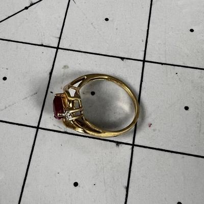 10 K Gold Ring with a Heart Shaped Ruby 