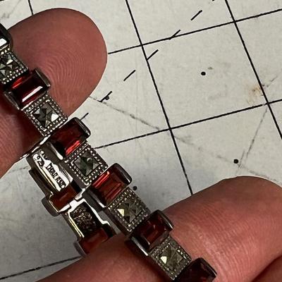 Garnet and Marcasite Set in Sterling 925