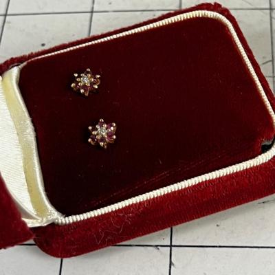 Ruby 6 pointed  Star Earrings 