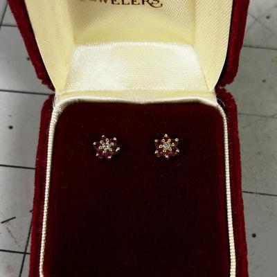 Ruby 6 pointed  Star Earrings 