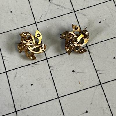 2 Emerald and Pearl Pins 