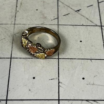 Sterling Silver Leaf Ring with Black Hills Gold Overlay