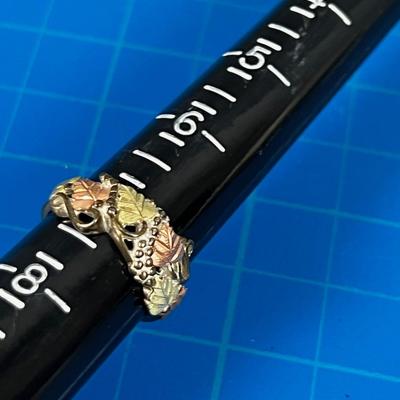 Sterling Silver Leaf Ring with Black Hills Gold Overlay