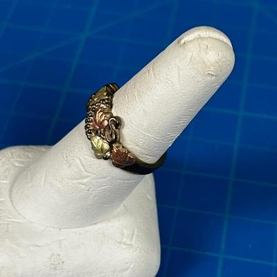 Sterling Silver Leaf Ring with Black Hills Gold Overlay