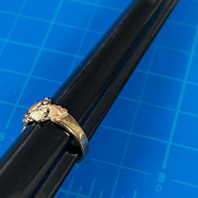 Sterling Silver Leaf Ring with Black Hills Gold Overlay