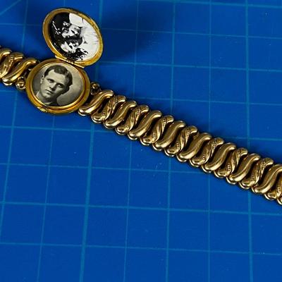 Antique Wrist Locket, Plated Victorian Style Phot with Monogram on it "W"  Maybe