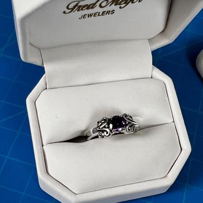Amethyst Ring and White Box 