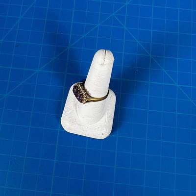 14 K KGP RING , (3) Amethyst surrounded 