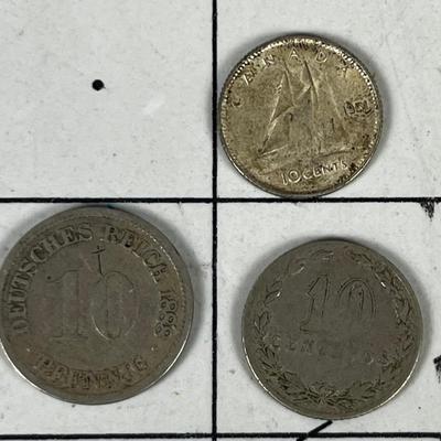 3 Antique Foreign Silver Coins: Germany, Argentina and Canada. 