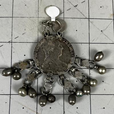 Extremely Unique!  1780 (1) Taler COIN Pendant Coin made into Jewelry  from Austria 