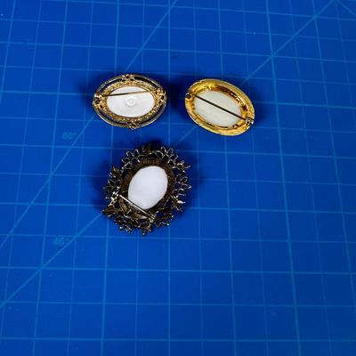 3 Vintage 1960's Floral Brooches 
