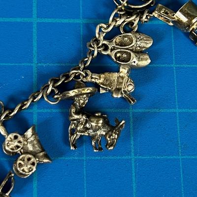 Sterling Silver Charm Bracelet 925  Western Themed! 