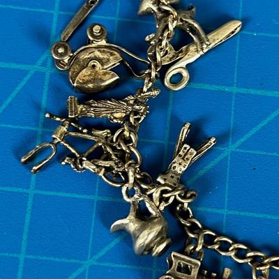 Sterling Silver Charm Bracelet 925  Western Themed! 