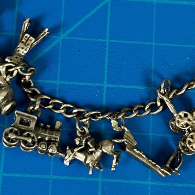 Sterling Silver Charm Bracelet 925  Western Themed! 
