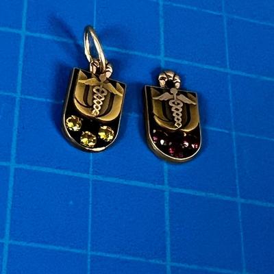 (2) University Hospital 30 YEAR Pendant or Charm One is Ruby and One is Imperial Yellow Topaz 