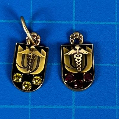 (2) University Hospital 30 YEAR Pendant or Charm One is Ruby and One is Imperial Yellow Topaz 