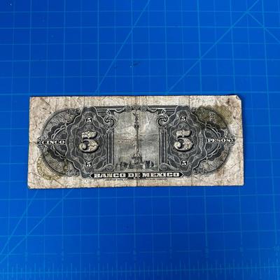 Currency 1963 Mexican 5 Peso Note