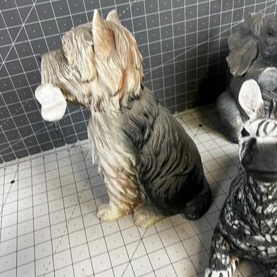 Resin Yard Art Statues (3) Zebra, Puppy and Elephant
