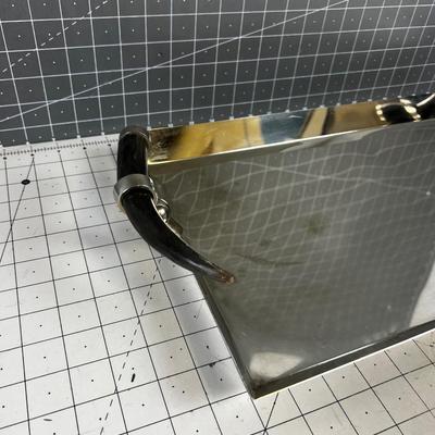 Chrome Tray with Black Horn Handles 
