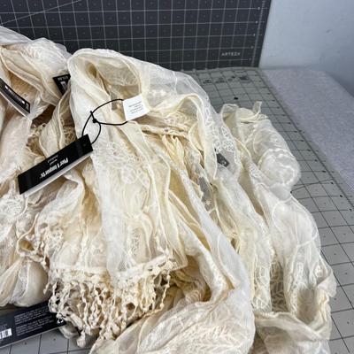 Pile Of Pier One White Lacy Scarfs (15) NEW 