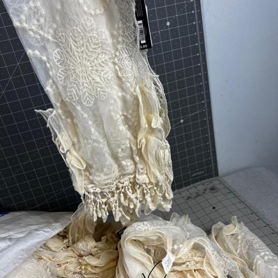 Pile Of Pier One White Lacy Scarfs (15) NEW 