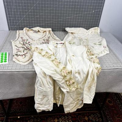 Heirloom Collectible Embroidered Swear Vests & Jacket with Floral Lacey Sleeve
